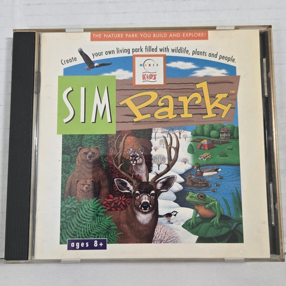 VTG SimPark PC CD ROM Game 1998 Maxis Kids Windows 95 Retro Simulation Complete